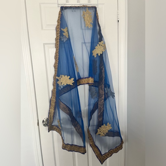 Punjabi Suit with tights or pajami - Hot pink and royal Blue. Size 40+ - Picture 2 of 4